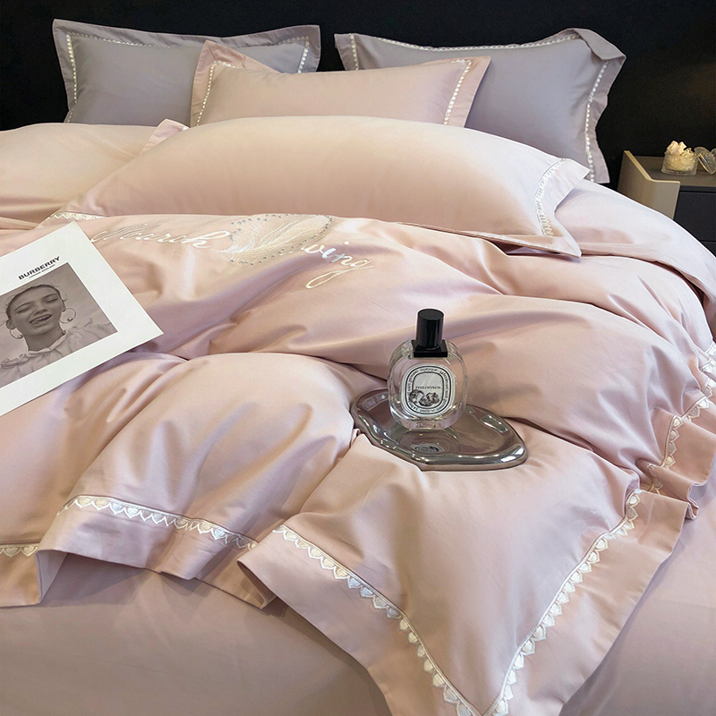 High - end 100 thick - thick grinding four - piece cotton pure cotton princess wind autumn naked sleeping suite suite