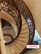 Natural Marble Rotating Stairs Arched Rotating Stairs Treading Rice Yellow Marble Interior Stairs Marking Treading