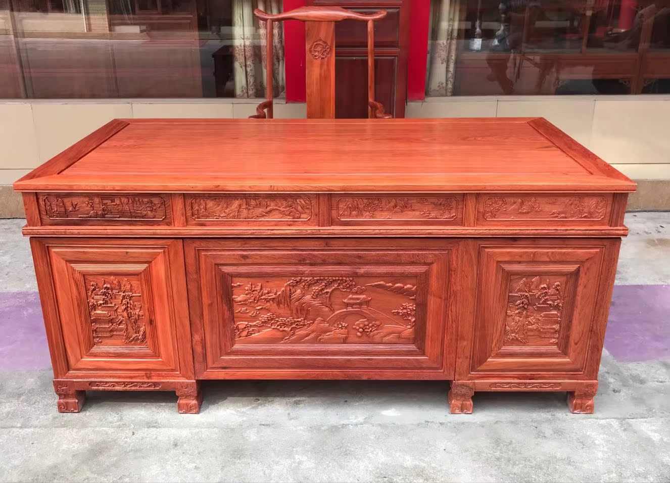 Nội thất gỗ gụ Miến gỗ hồng mộc Bàn mới Trung Quốc rắn gỗ bàn điều hành bàn thư pháp bàn ông chủ bàn - Bộ đồ nội thất nội thất phòng khách hiện đại