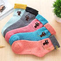 Clear new products thick cat warm Terry socks winter cute little black cat womens socks towel socks