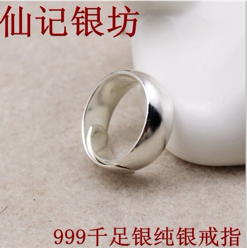 Handmade 999 sterling silver ring loach back semicircle smooth surface retractable opening live mouth foot silver silver ring