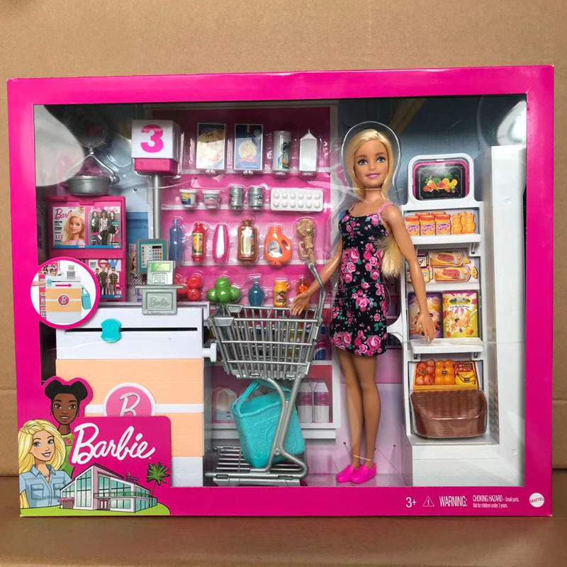 Barbie Supermarket Shopping Expert Frp01 Coffee Shop Flowers Gmw03 Vegetable Cashier Checkout Girl Pretend Play