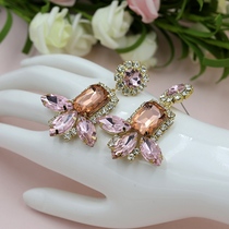  New pink shiny gem earrings female Korean wild flashing glass crystal drop earrings beautiful goddess earrings 54