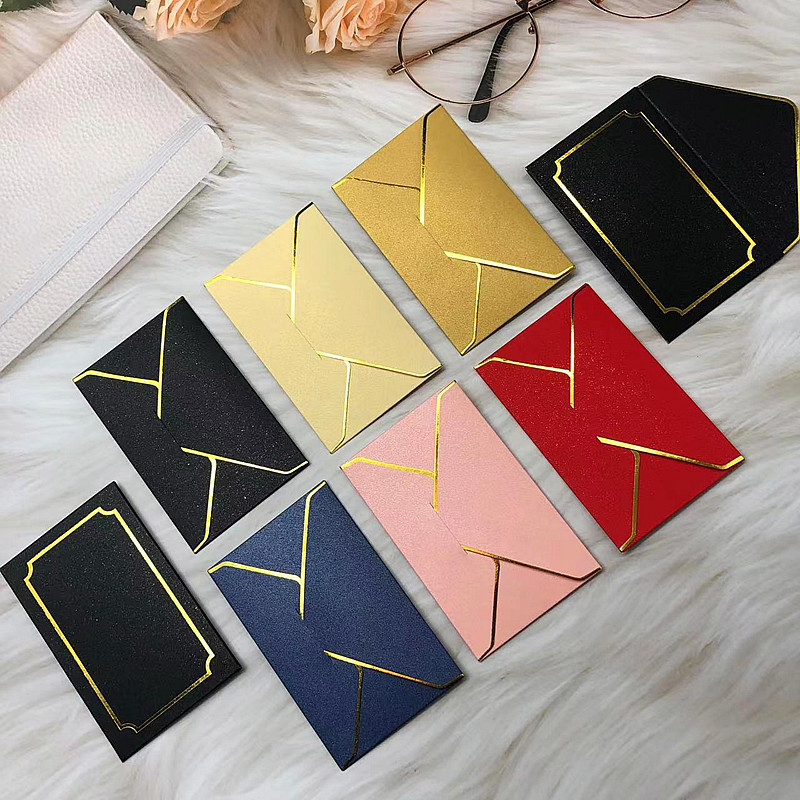 Membership Card Envelope with Mini Gold Foil Trim, Solid Color Envelope, Bank Gift Card Holder, Supermarket Shopping Vip Card Holder