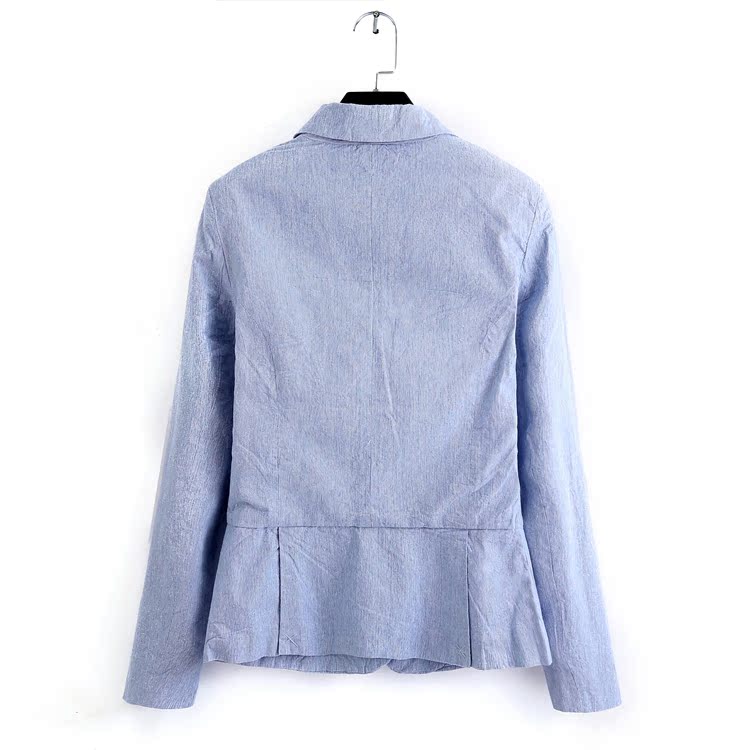 Đi làm bằng bông Anh thanh lịch! Đường cao! Pinstriped hai khóa áo khoác nữ nhỏ 0,5kg áo công sở nữ