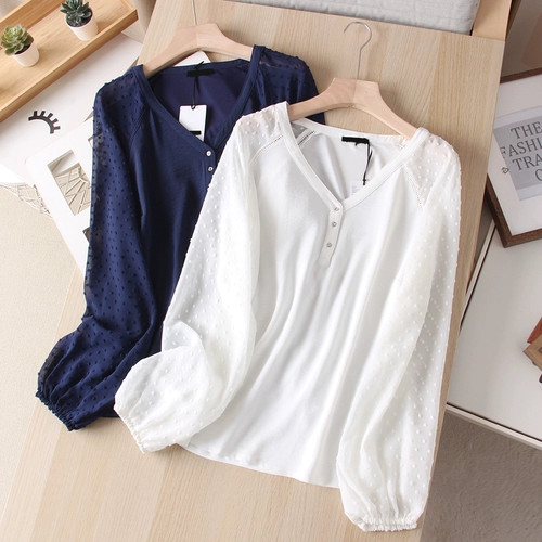 Очень изысканный тройной материал сплайсинг!Рубашка с разгромной рубашкой в ​​дизайне-чувственной рубашке.