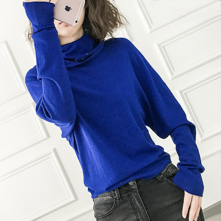 Yuan - goods female temperament with high - collar knife knife with pure color coat and warm sweater