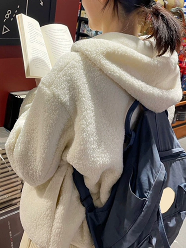 Кардиган-свитер женский 2025, весна, осень, зима, теплый свободный топ из овечьей шерсти с капюшоном на молнии и длинными рукавами