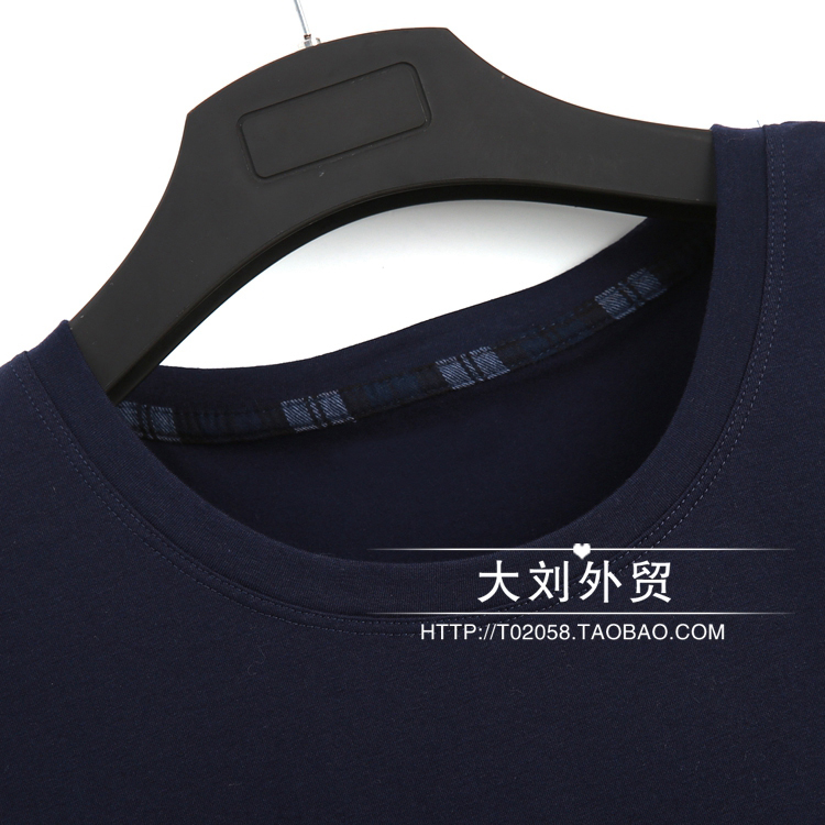 Quần cotton nam màu rắn cổ tròn áo thun dài tay + quần dài nam phục vụ tại nhà đồ bộ kiểu