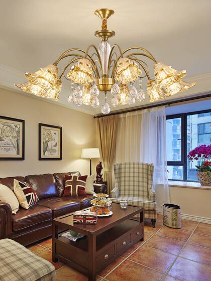 All-Copper American-Style Vintage Chandelier, High-End Designer Model, French Mid-Century Style Living Room and Bedroom Main Light