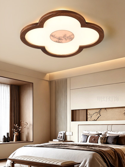 New Chinese-Style Ceiling Lamp with Song Dynasty Aesthetics, Walnut Wood Texture, Suitable for Living Room, Bedroom, and Study, with Soft Light That Protects the Eyes and Creates a Full Atmosphere