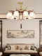 New Chinese-Style All-Copper Solid Wood Walnut Living Room Chandelier with Chinese-Style Branch-Shaped Glass Lampshade, Elegant 2026 New Model