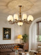 American mid-century style all-copper living room chandelier, retro light luxury glass lampshade, branch-shaped main lamp, creative design lamp