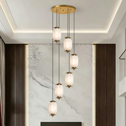 New Chinese-Style Retro Aluminum Glass Pendant Light for Bedroom, Bedside, Hallway, Corridor, Staircase, Led Simple Decorative Pendant Light