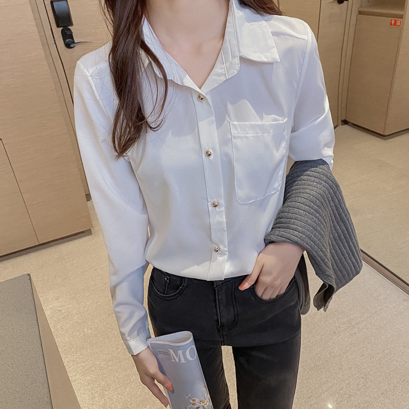 White Shirt Lady Long Sleeve Blouse Design Sense Professional Shirt 2022 Springport Ethos Loose Snow-Spinning Cardigan