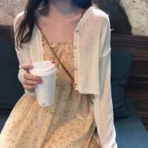 Ice Silk Knit Cardiovert Clown Hooded Sweatshirt Long Sleeve Sunscreen Woman Spring Fashion Breathable Thin Undercoat Air Conditioning Cardiovert