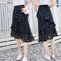Half body dress High waist display slim irregular dress Children Summer bag Hip Snow Spinning Broken Flowers Skirt Lotus Leaf Side A Wordfish Tail Skirt
