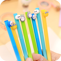 Korean version of stationery point stone Meng pet land station team water-based Pen 0 5mm cute Press Cartoon black color Rod gel pen