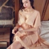 Nữ mùa thu thấp ngực nóng kích thước lớn sâu V đồ lót chất béo MM váy ngủ vải tuyn trong suốt tâm trạng quần áo người vui vẻ đồ ngủ Đêm đầm
