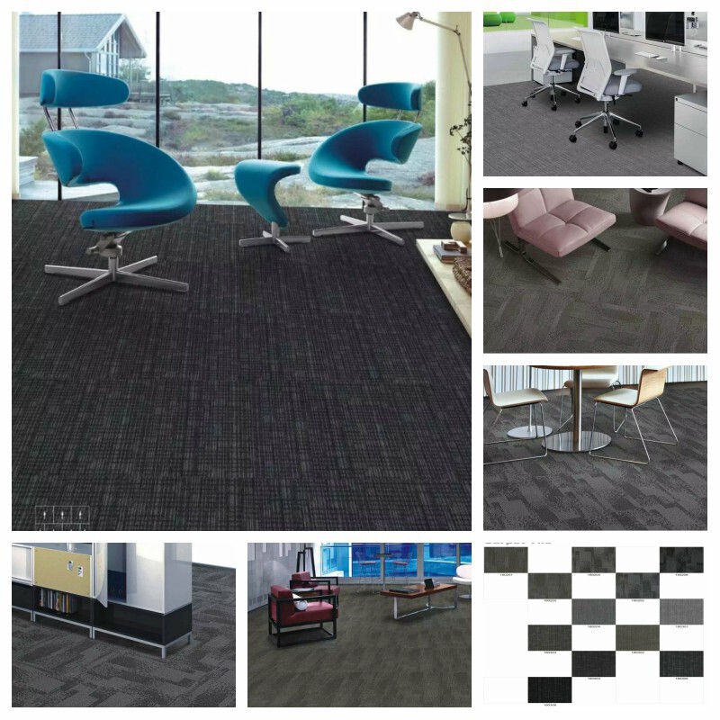 Seahorse carpet Nylon printed carpet Striped geometric square office carpet PVCPU soft bottom T5000