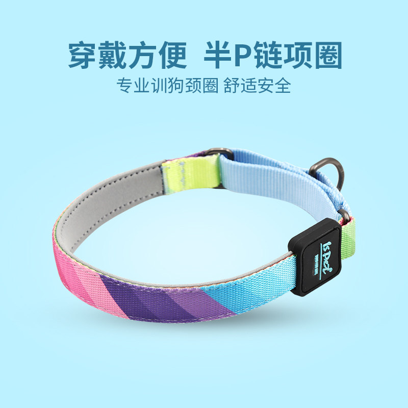 ISPET Puppy collar Half P Chain Walking Dog Rope Anti-Explosion Punching Teddy Gold Hair Medium Large Dog Pet Supplies