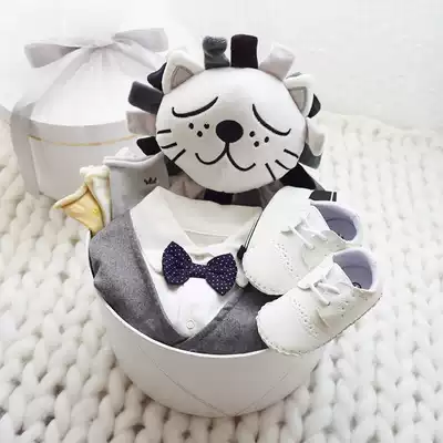 Newborn baby gift box Boy baby pure cotton clothes set gift spring and autumn clothes Haiyi full moon year-old gift