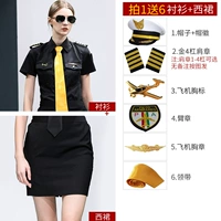 Черная женская короткая рукава+западная юбка+аксессуары 6