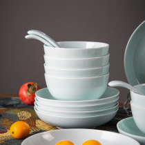 Shanshui a household ceramic shadow celadon Rice Bowl vegetable dish soup bowl noodle bowl Jingdezhen tableware color glaze porcelain