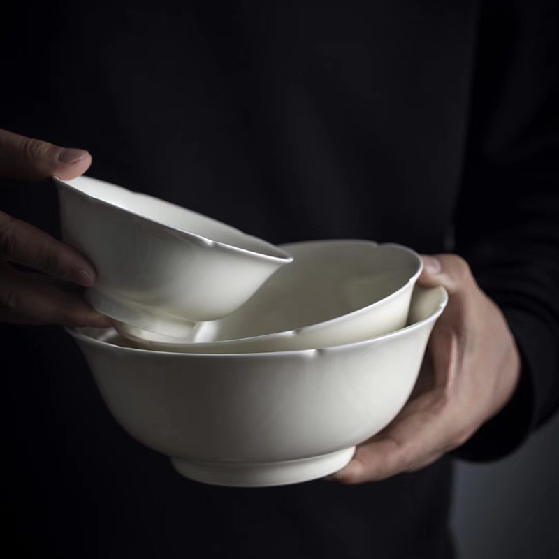 Landscape a rice bowl Bowl With Foam Noodles Bowl Soup Bowls Fruit Pan salad bowls Jingdezhen Porcelain Home Beige-free Dishwasher