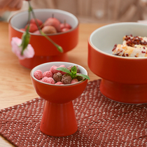 Household ceramic tableware fruit salad bowl Chinese dessert goblet hotel restaurant ice cream bowl