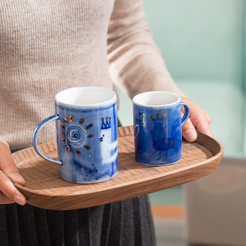 Han-style ceramic coffee cup Lower afternoon tea water cup Qinghua cup Jingdezhen Ceramic minimalist Temperament Luxurious Nordic Wind