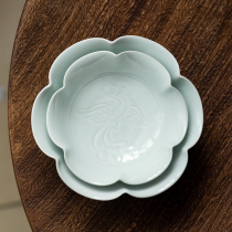 Hotel clubhouse restaurant cold vegetable plate Jingdezhen ceramic tableware household small fruit plate snack bowl lace special-shaped plate