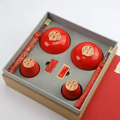 Shanshui a room with hand gift wedding Red Bowl golden suit Cup chopsticks wedding gift wedding dowry to send girlfriends