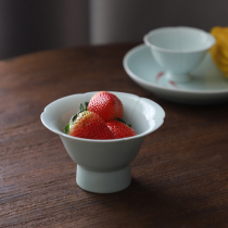 Song style high foot Zen bowl Kui mouth fruit plate Chinese high foot tea snack plate Jingdezhen ceramic Hotel Club restaurant meal