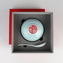 Shanshui a Bowl Spoon set custom printed logo gift tableware lettering Printing Bowl gift box customized company gift