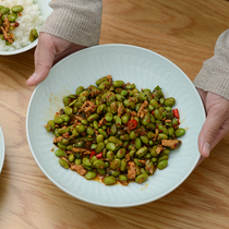 Jingdezhen ceramic tableware Song porcelain shadow green round dish plate Chinese soup plate rice dish hotel club Bowl plate