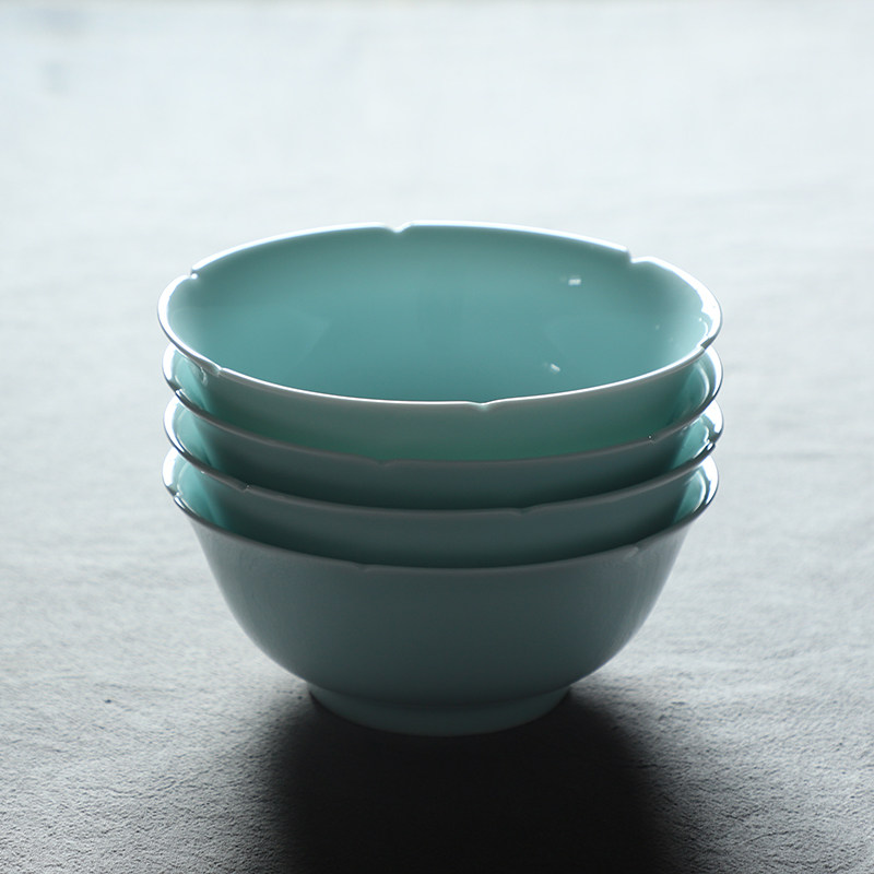 Landscape One Song Banquet Tableware Kuikou Ceramic Rice Bowl Simple Shadow Green Soup Noodle Bowl Jingdezhen Hutian Kiln Bowl Chinese Style