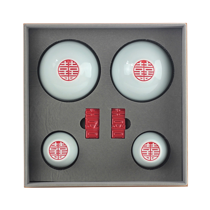 Landscape One Double Festive Bowl Cup Girlfriends Wedding Gifts Rice Bowls New Wedding Gifts for Married Cutlery Sets