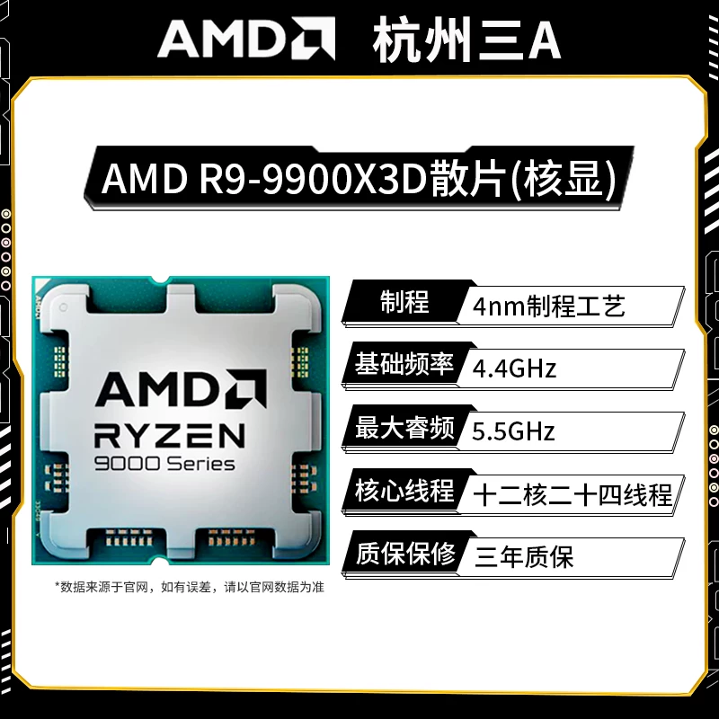Процессор для настольного ПК AMD [9950X3D盒装 Zen4 архитектура 5 нм технологический процесс]