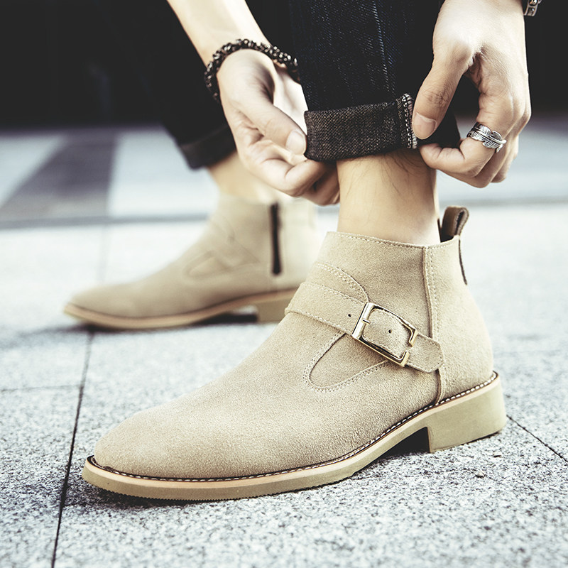 Chelsea Boots Men EnglishPink Martin Boots Winter Top Boots Increase Shoes Anti-Ven Boots