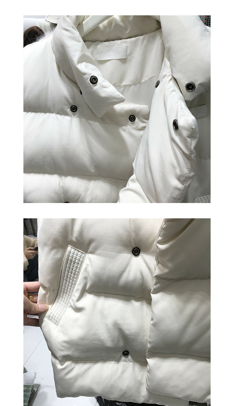 Hàn Quốc ulzzang2018 mùa thu đông mới mới đứng cổ áo vest đôi ngực xuống áo khoác cotton không tay vest nữ áo cardigan nữ