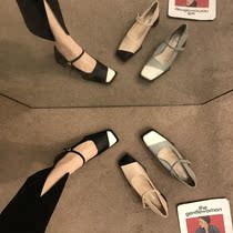 ITSK single shoe female French style retro square head coarse heel-lined with retro Mary Jane shoes womens shoes