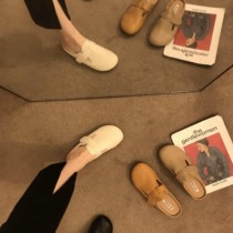 ITSK semi-slipper female outwear style retro flat bottom head Baotou thick bottom half ToSingle shoes Mueller shoes womens shoes