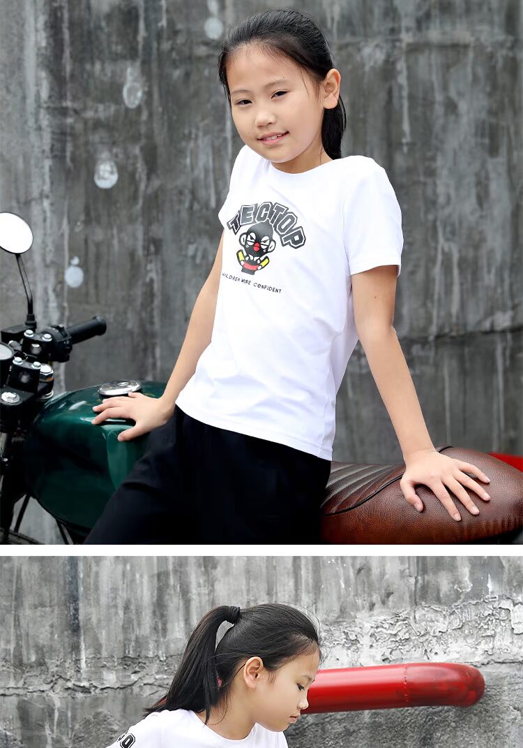 Tectop khám phá trang phục ngoài trời cho trẻ em mùa hè cổ tròn tay ngắn cotton khô nhanh áo thun bé trai - Quần áo ngoài trời áo khoác nam thể thao