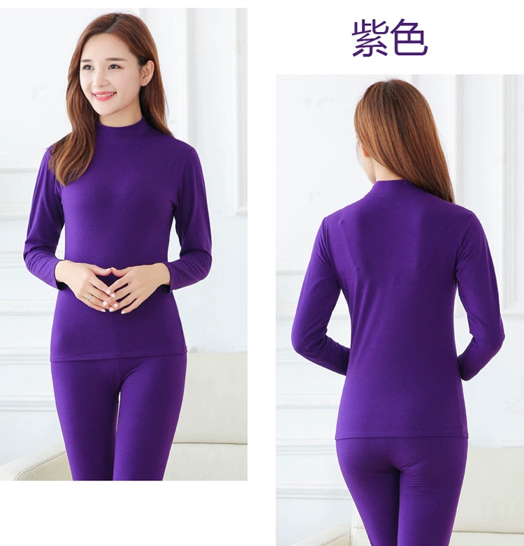 Trong quần cổ cao mùa thu Qiuqiu quần trung và bà già cotton nữ đồ lót nhiệt mẹ áo len XL màu đen bộ dài tay nữ trung niên