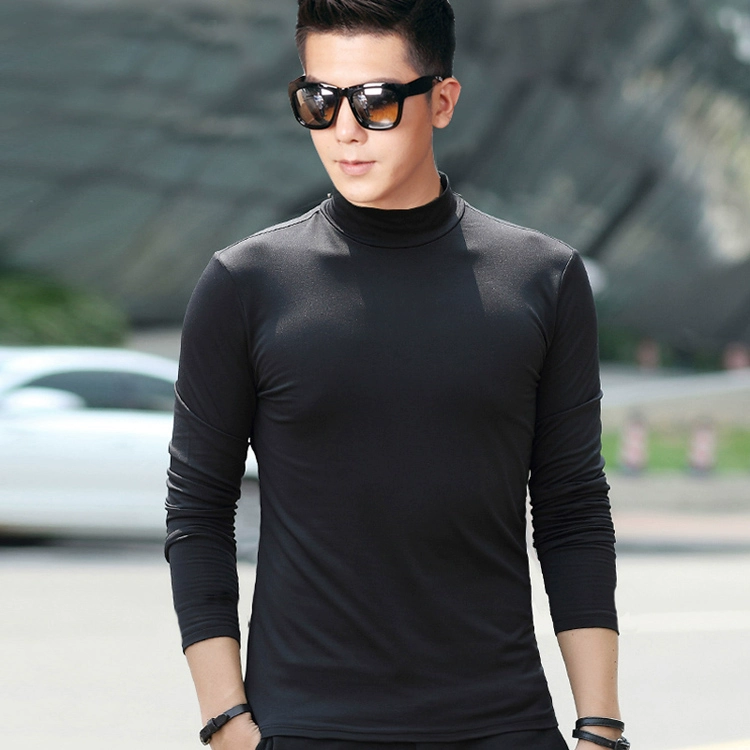 Quần áo cổ cao và trung cổ nửa mùa thu nam đơn mảnh mỏng cộng với đồ lót nhung cộng với phân bón XL áo lạnh thoải mái do lot nu