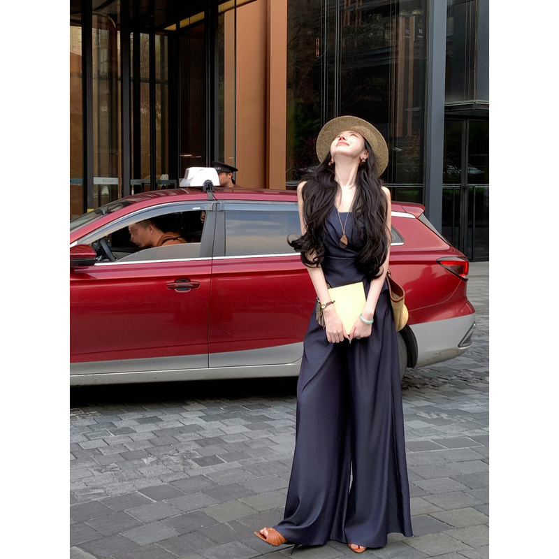 Sun Yaqiao【Harmonious】Tencel Top and Wide-Leg Pants Fashion Set Two-Piece Set