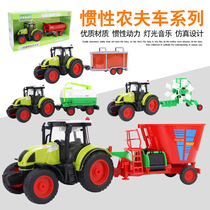 Tractor boy simulation harvester farmer car tractor toy car engineering vehicle trailer model childrens toy