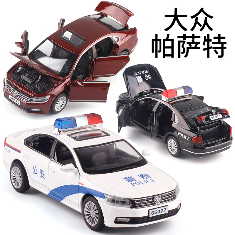 1:32 Fos Passat6 Open Door Alloy Small Car Model Toy Public Security Special Police Car Simulation Model Toy