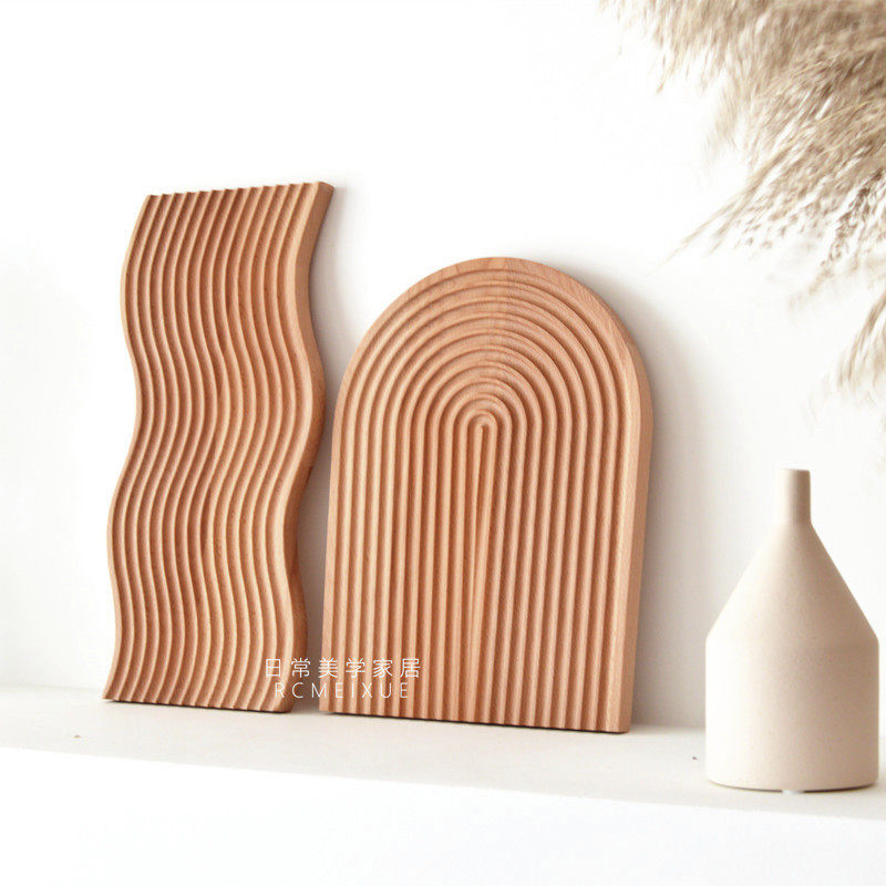 Nordic geometric household beech wood handmade curved breadboard B&B photo prop tray restaurant baking chopping board